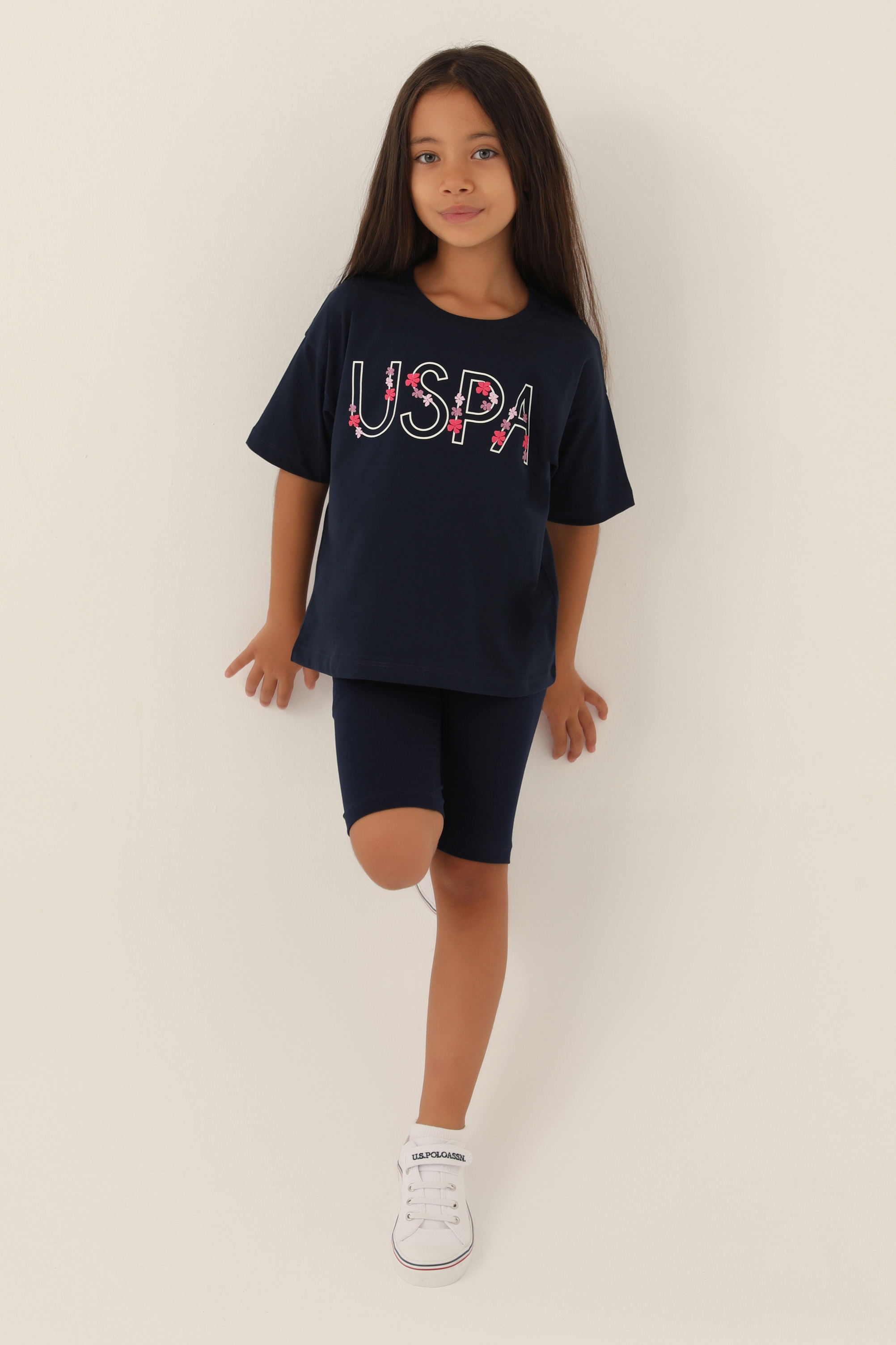 ست لباس خواب سفید استاندارد فیت دخترانه یو اس پولو | US POLO ASSN