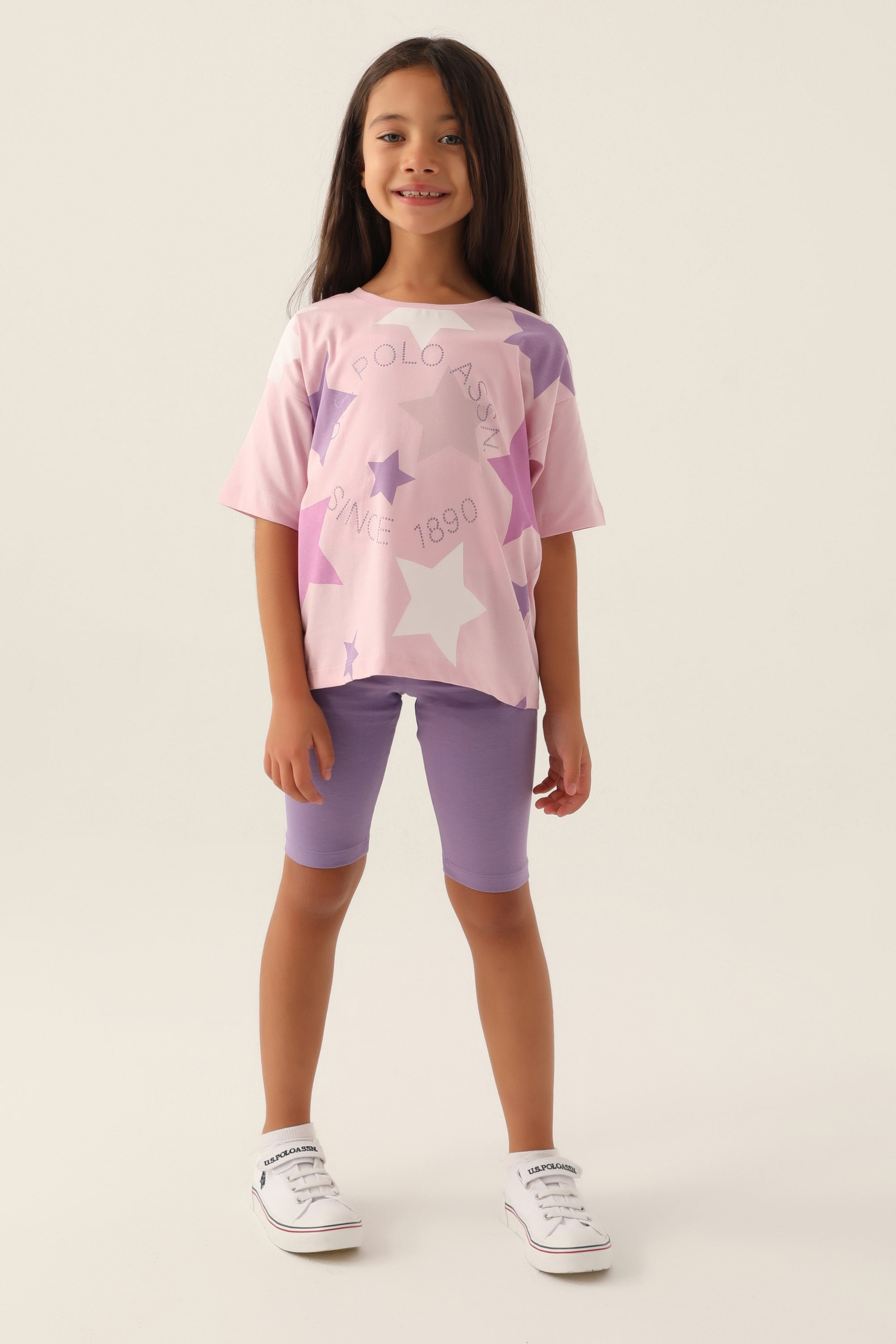 ست لباس خواب خاکی صورتی استاندارد فیت دخترانه یو اس پولو | US POLO ASSN