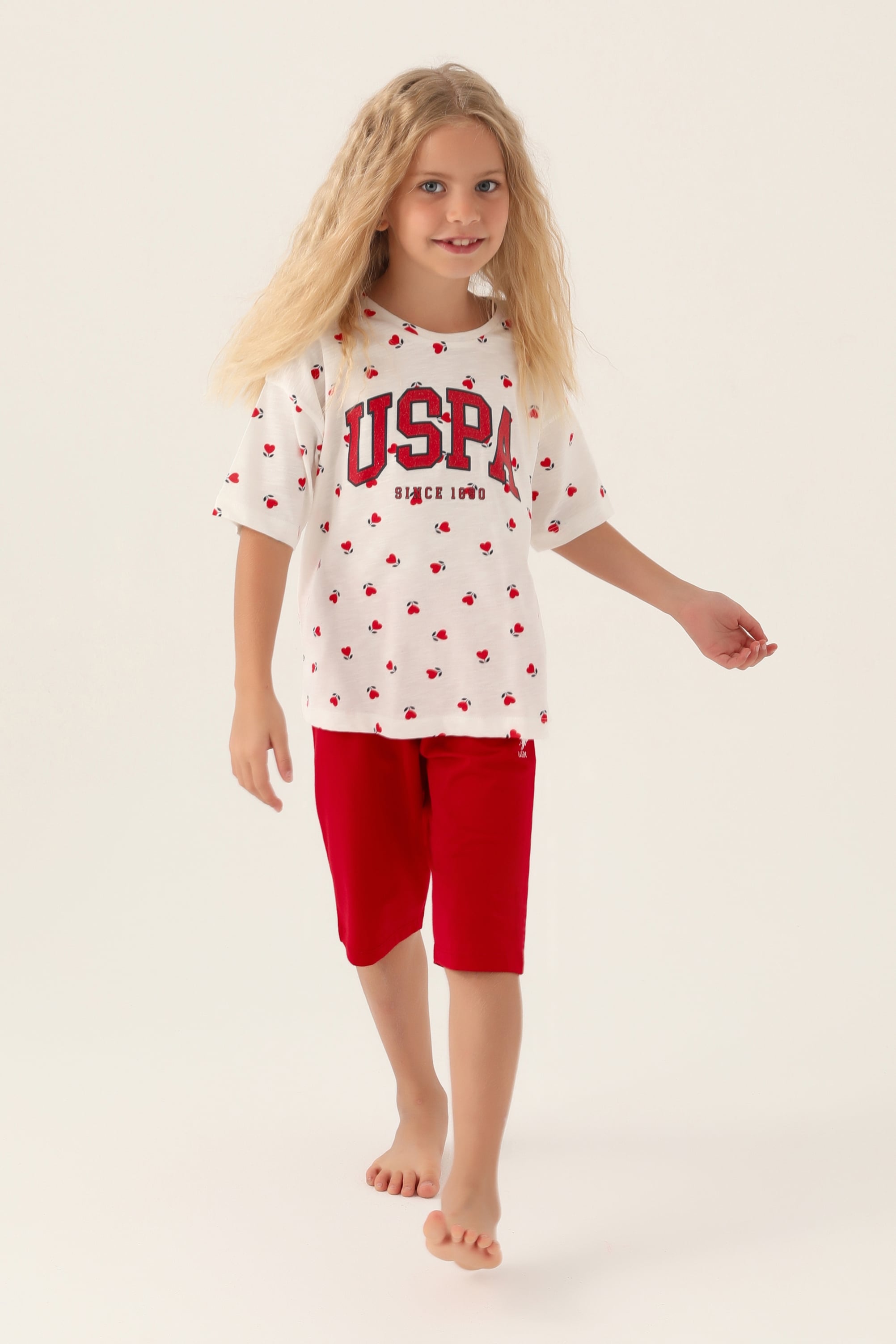 ست لباس خوابقرمز قرمز استاندارد فیت دخترانه یو اس پولو | US POLO ASSN