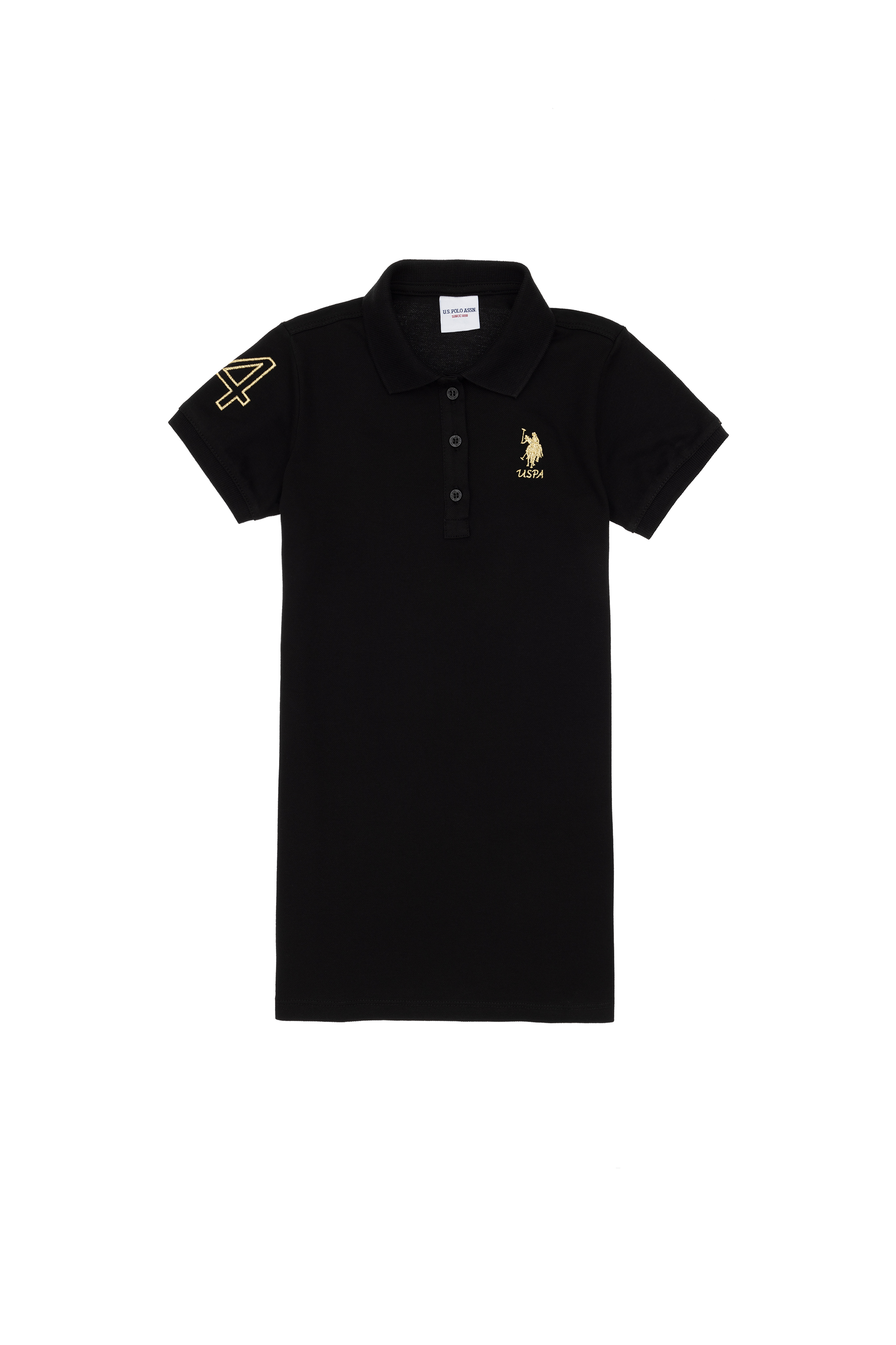 لباس بافتنی یقه پولو مشکی A-Line سیاه استاندارد فیت دخترانه یو اس پولو | US POLO ASSN