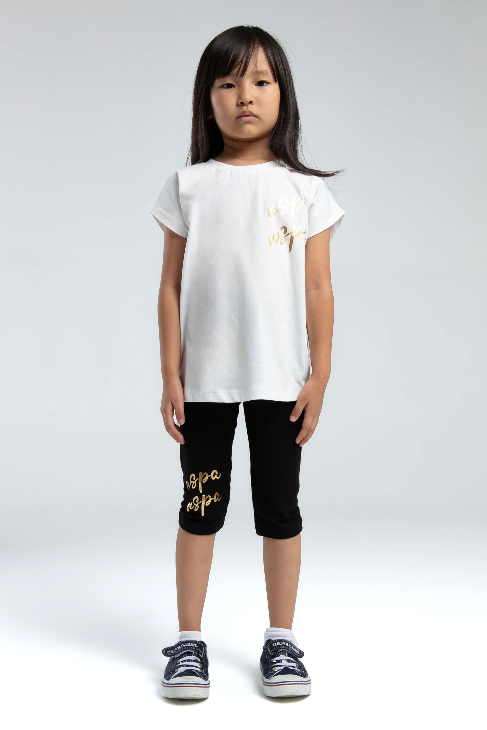 ست لباس خوابمشکی سفید استاندارد فیت دخترانه یو اس پولو | US POLO ASSN