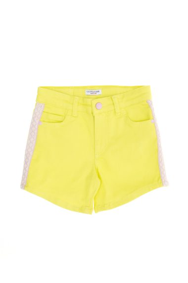 شلوارک بافتنی زرد نئونی  لیمویی  استاندارد  دخترانه یو اس پولو | US POLO ASSN