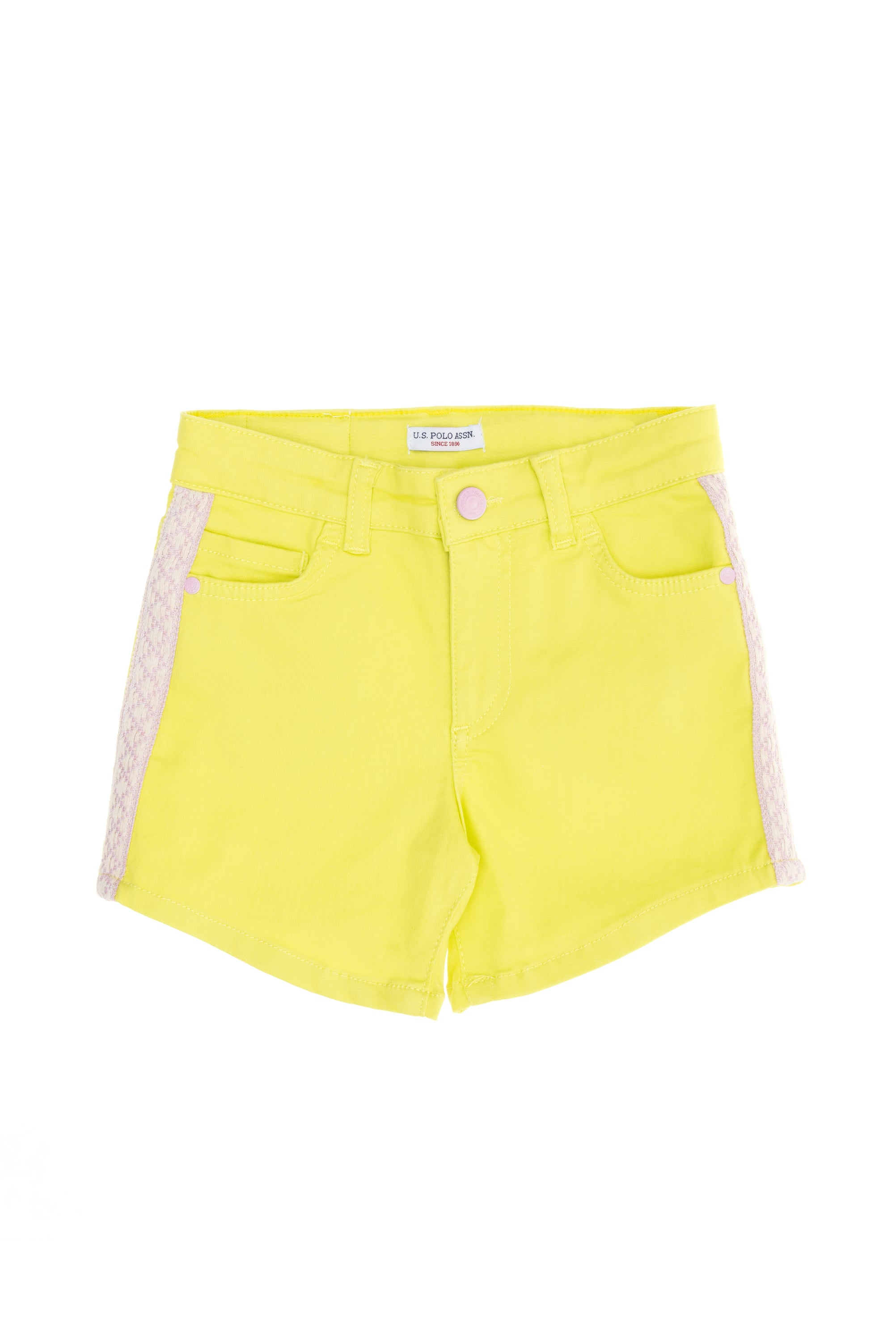 شلوارک بافتنی زرد نئونی لیمویی استاندارد دخترانه یو اس پولو | US POLO ASSN