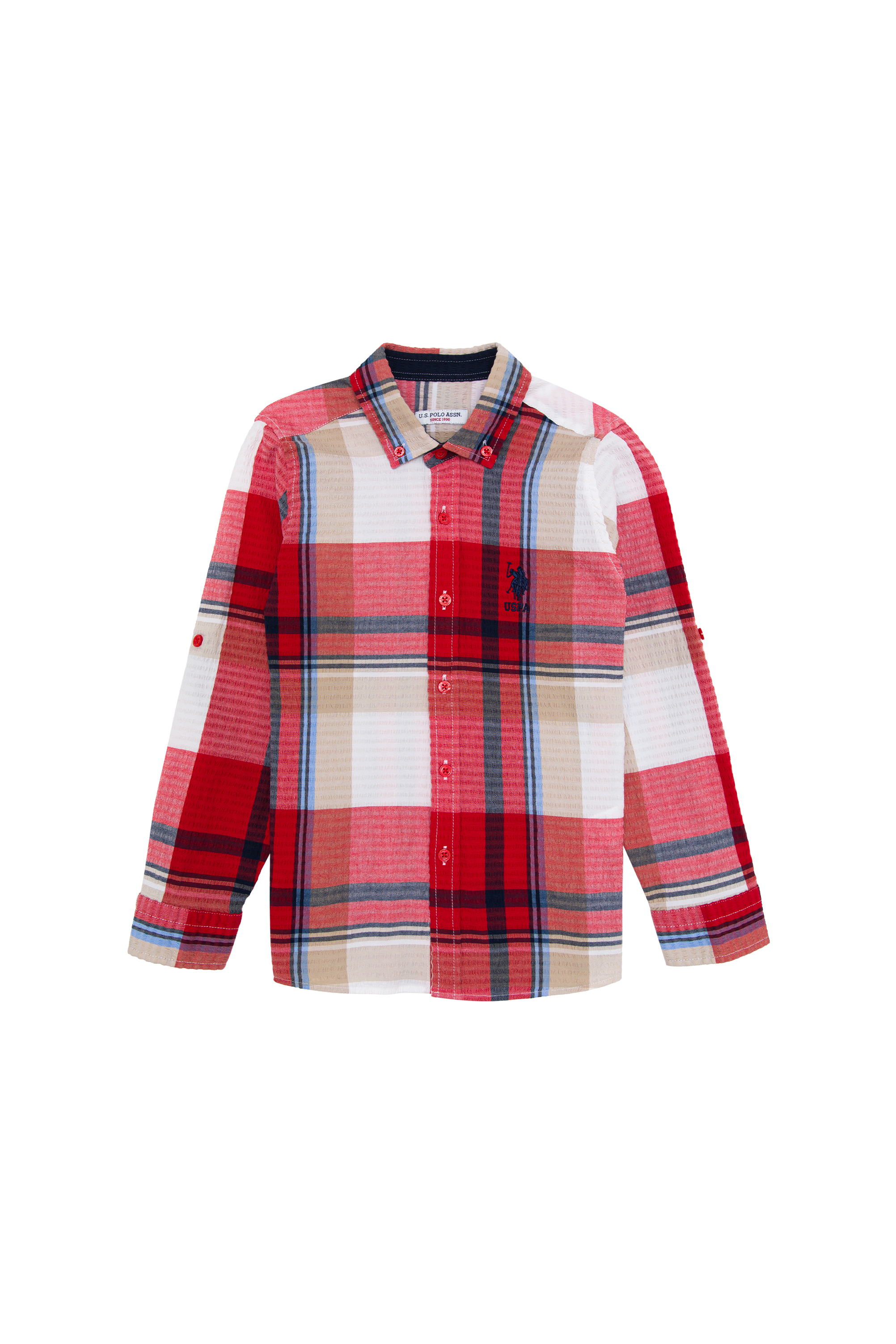 پیراهن قرمز قرمز ریلکس پسرانه یو اس پولو | US POLO ASSN