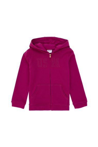 سویشرت کلاه‌دار فوشیا هودی ارغوانی  رگولار آستین بلند دخترانه یو اس پولو | US POLO ASSN