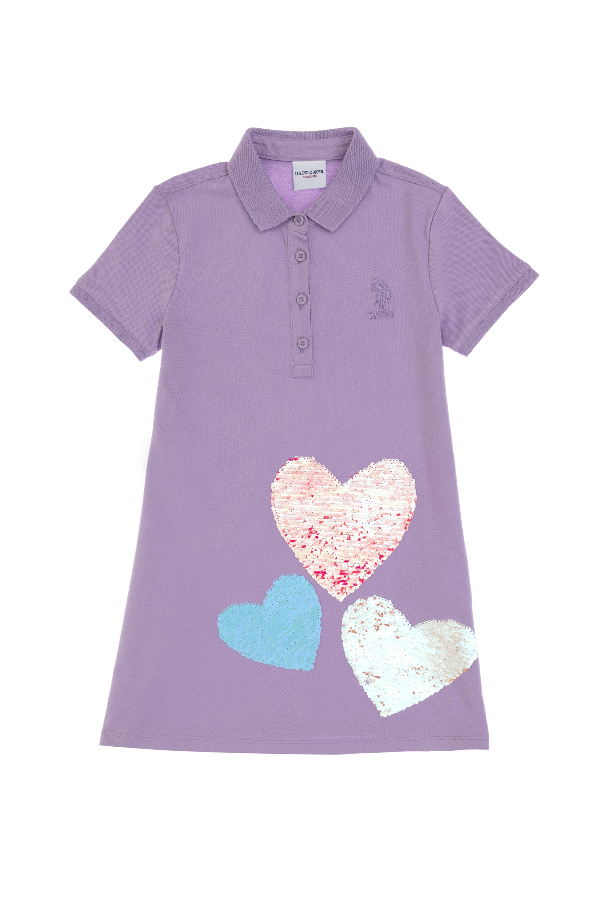 لباس بافتنی یقه پولویاسی رنگ یاسی رگولار دخترانه یو اس پولو | US POLO ASSN