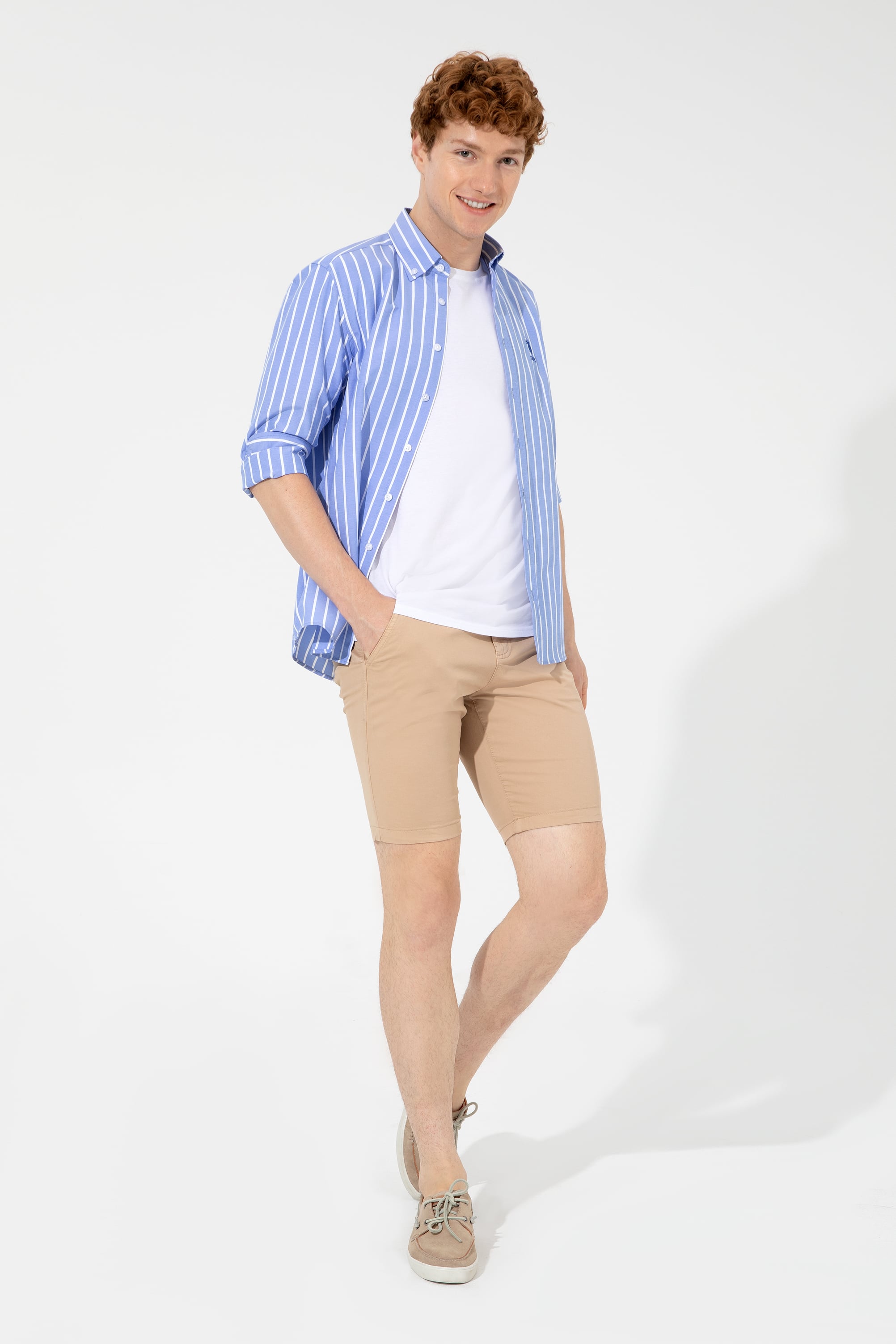 شلوارک کرمی رگولار مردانه یو اس پولو | US POLO ASSN