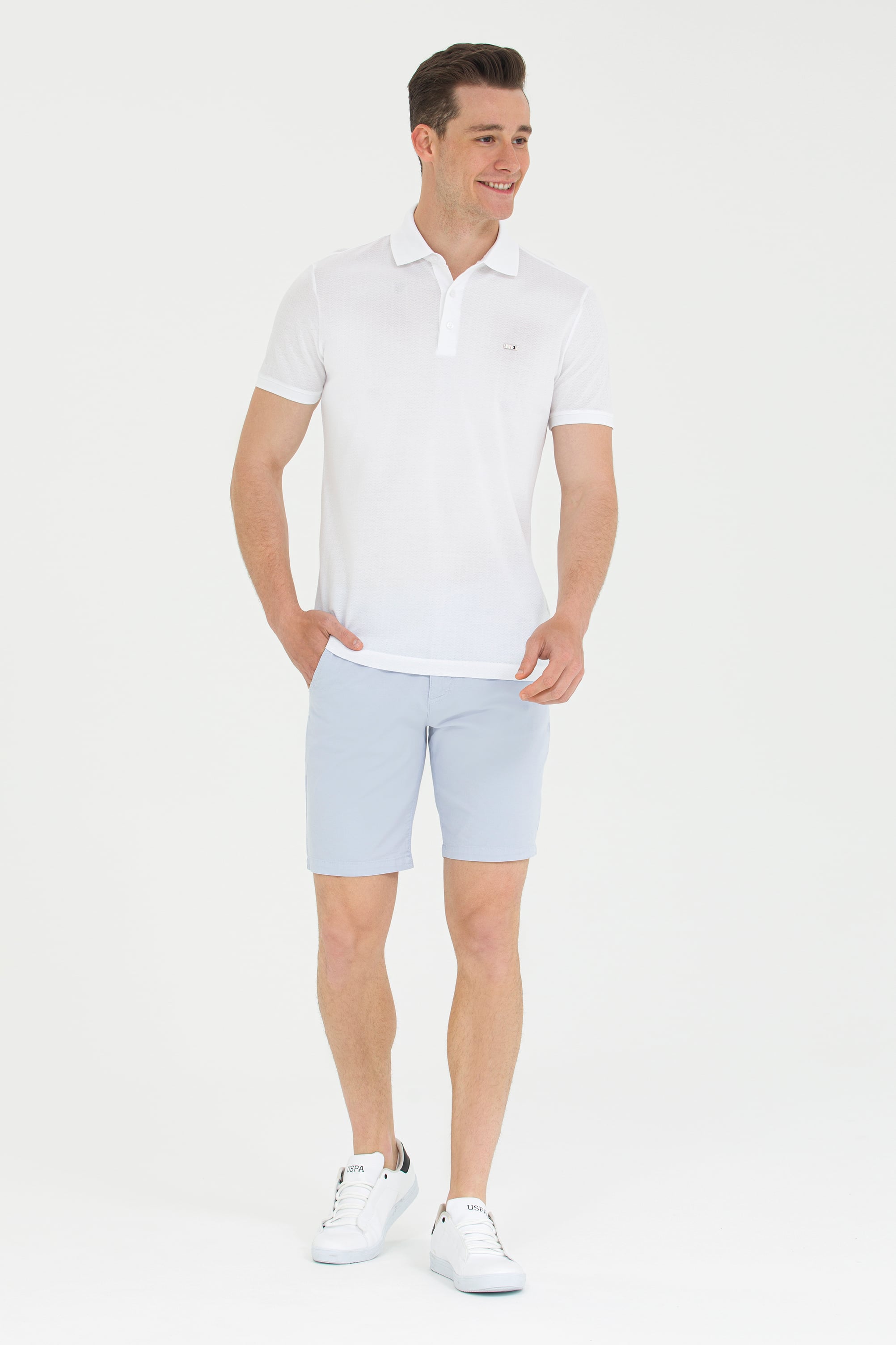 شلوارک سورمه ای روشن رگولار مردانه یو اس پولو | US POLO ASSN