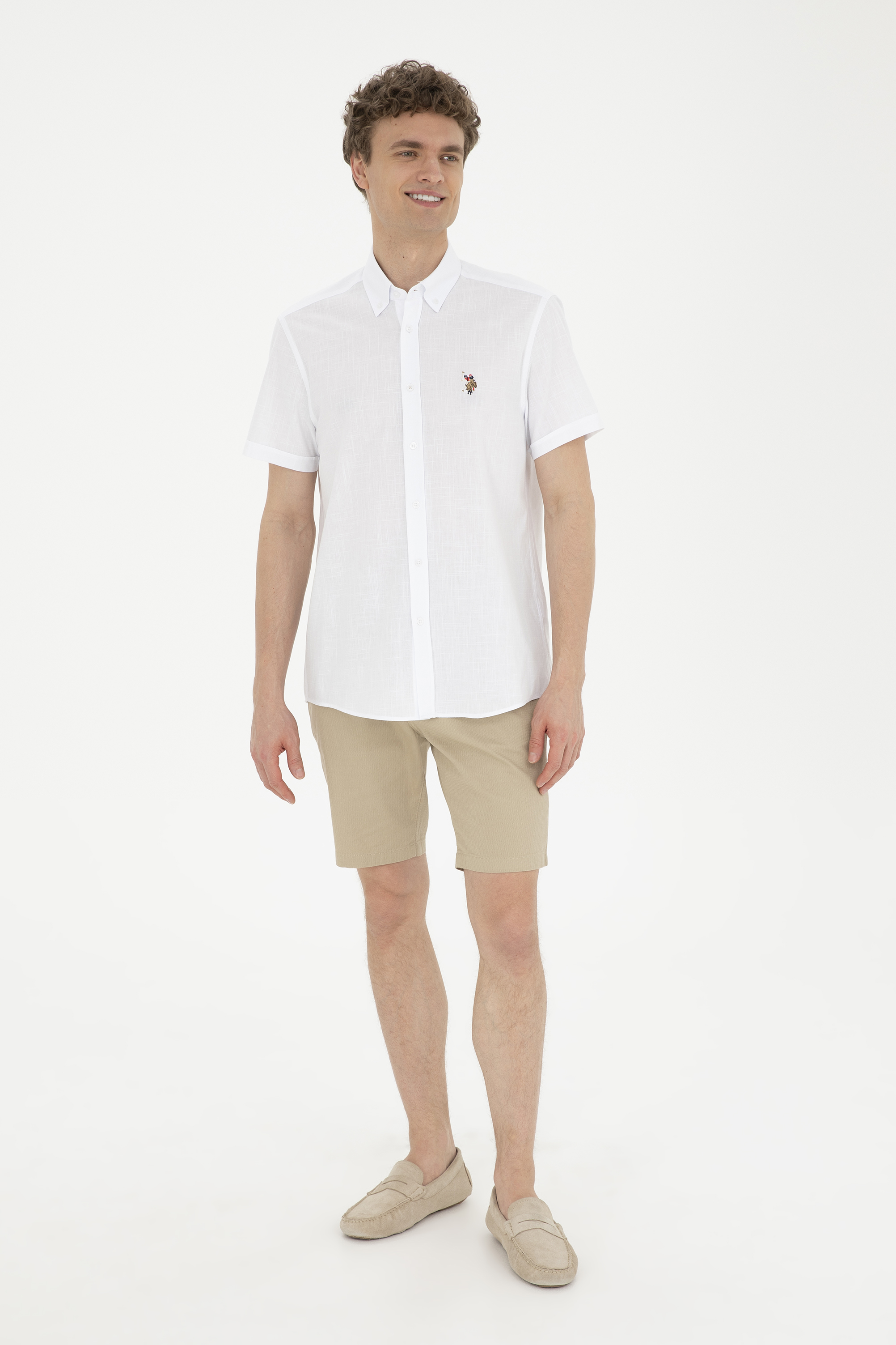 شلوارک خاکی روشن رگولار مردانه یو اس پولو | US POLO ASSN
