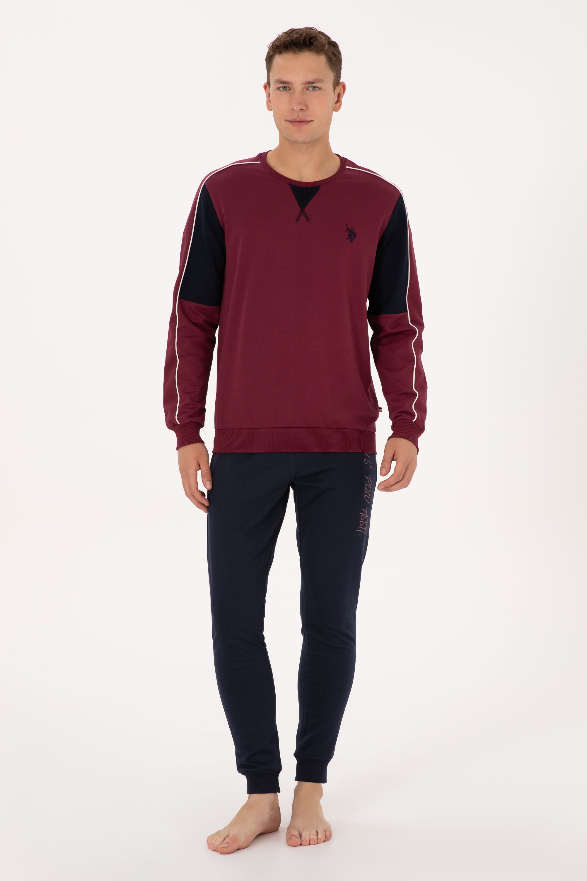 ست پیژامه آلبالویی استاندارد فیت مردانه یو اس پولو | US POLO ASSN