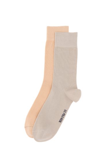 دو عدد جوراب  خاکستری ملانژ  رگولار  مردانه یو اس پولو | US POLO ASSN