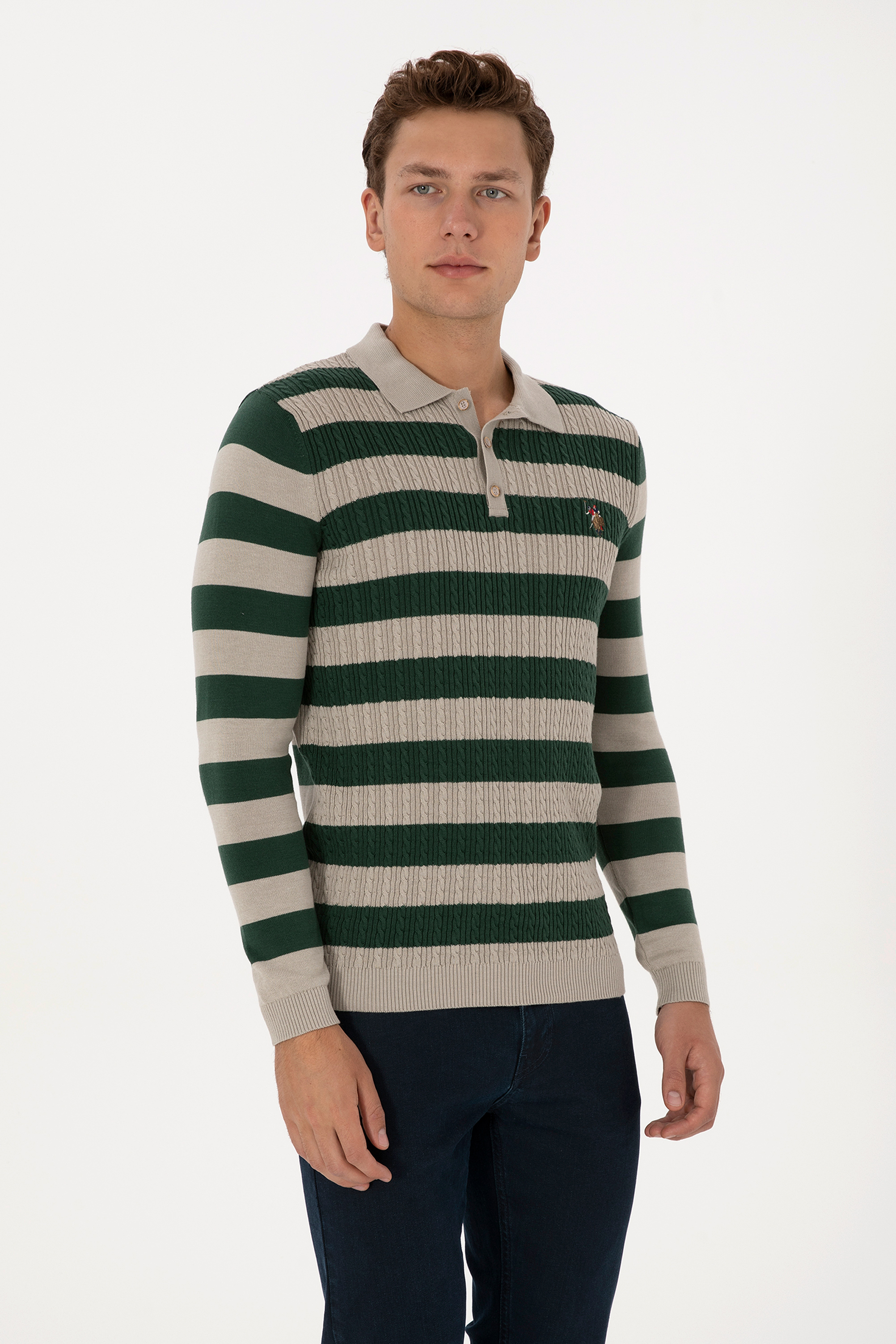 بافت خاکستری ملانژ رگولار مردانه یو اس پولو | US POLO ASSN