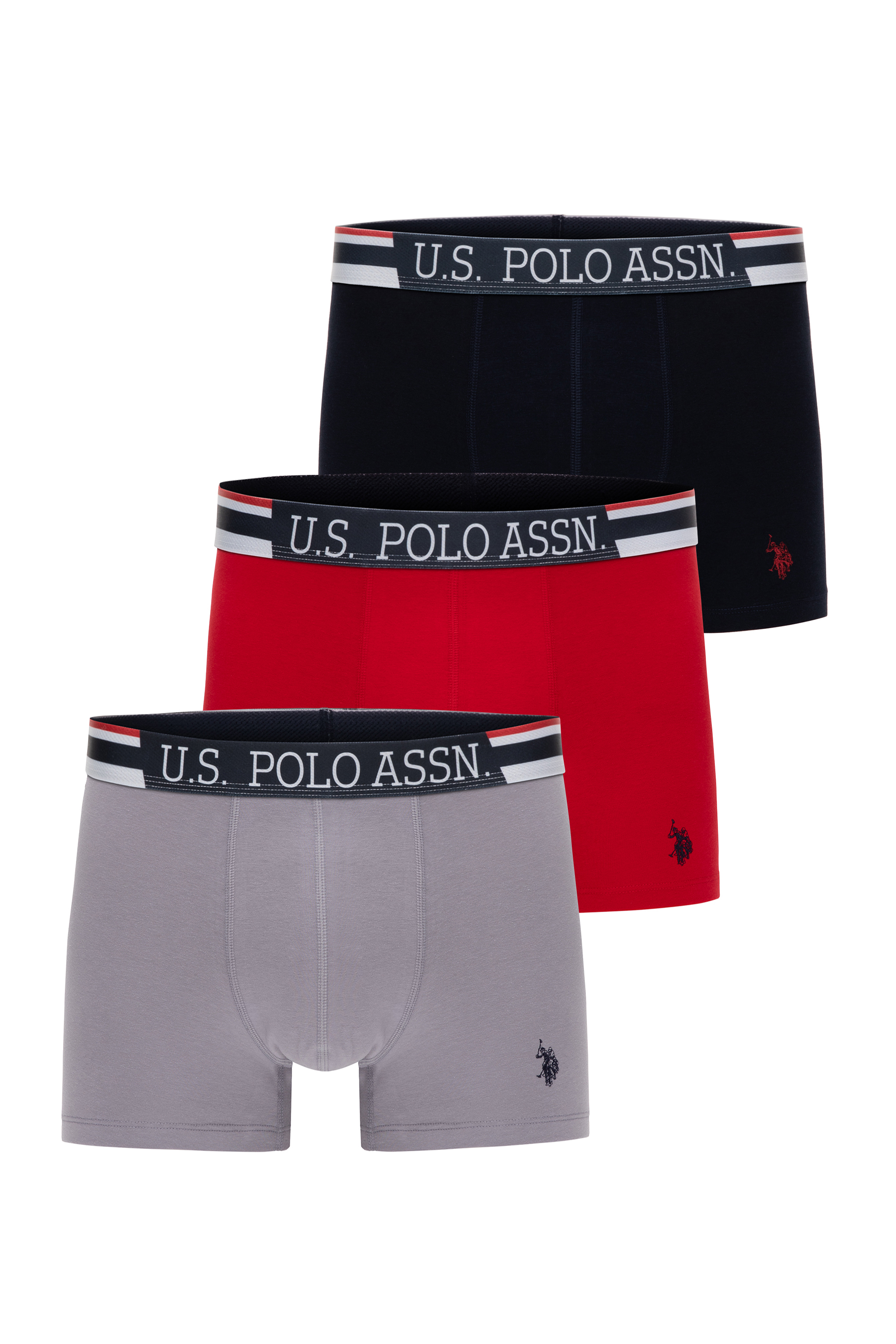 ست باکسر خاکستری ملانژ استاندارد فیت مردانه یو اس پولو | US POLO ASSN