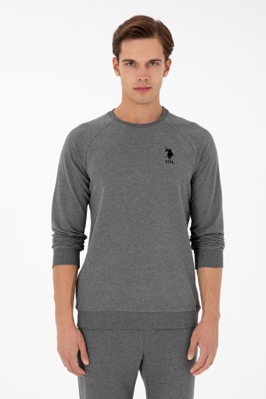 سویشرت بیسیک یقه گرد زغالی ملانژ  رگولار  مردانه یو اس پولو | US POLO ASSN