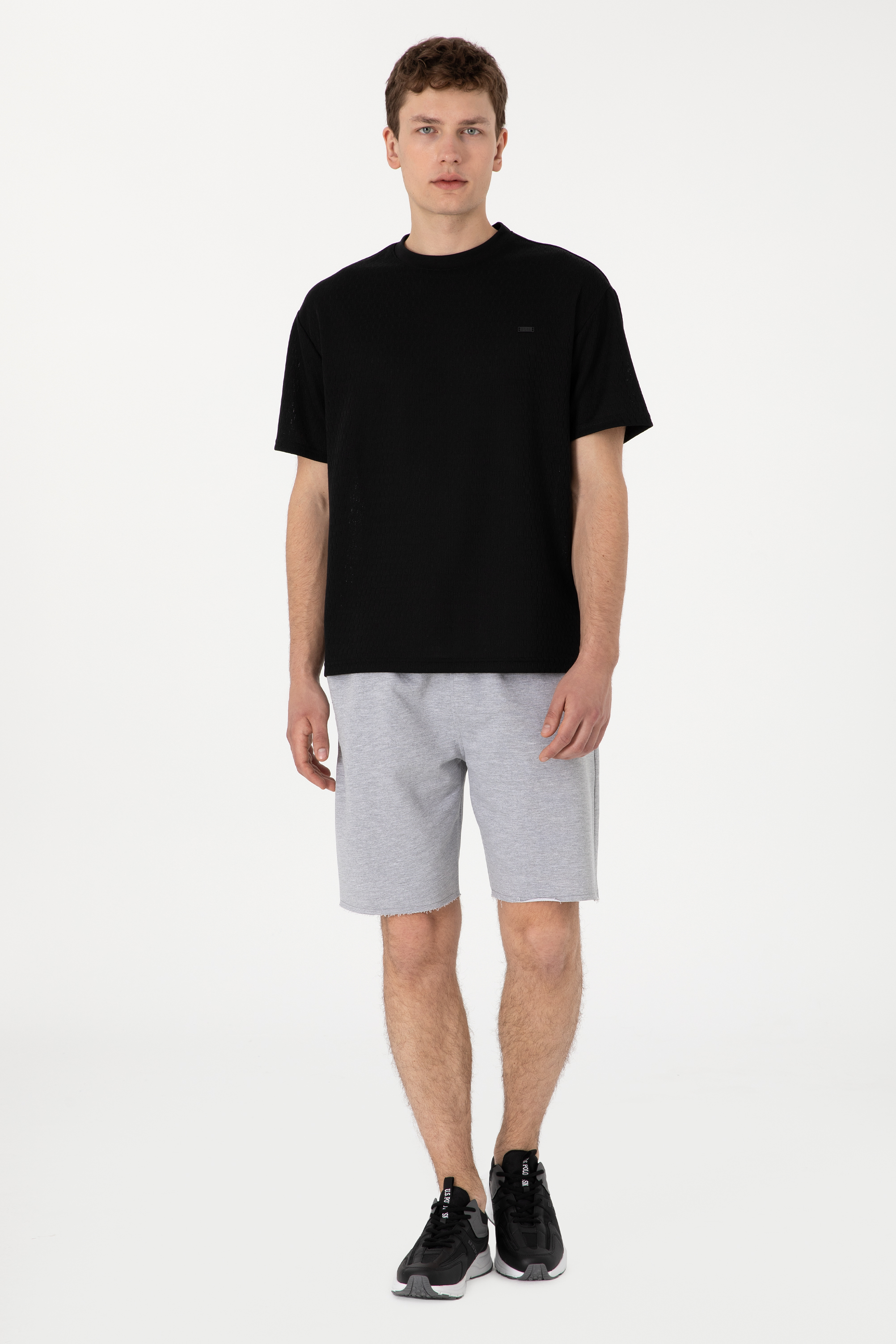 شلوارک خاکستری ملانژ ریلکس مردانه یو اس پولو | US POLO ASSN