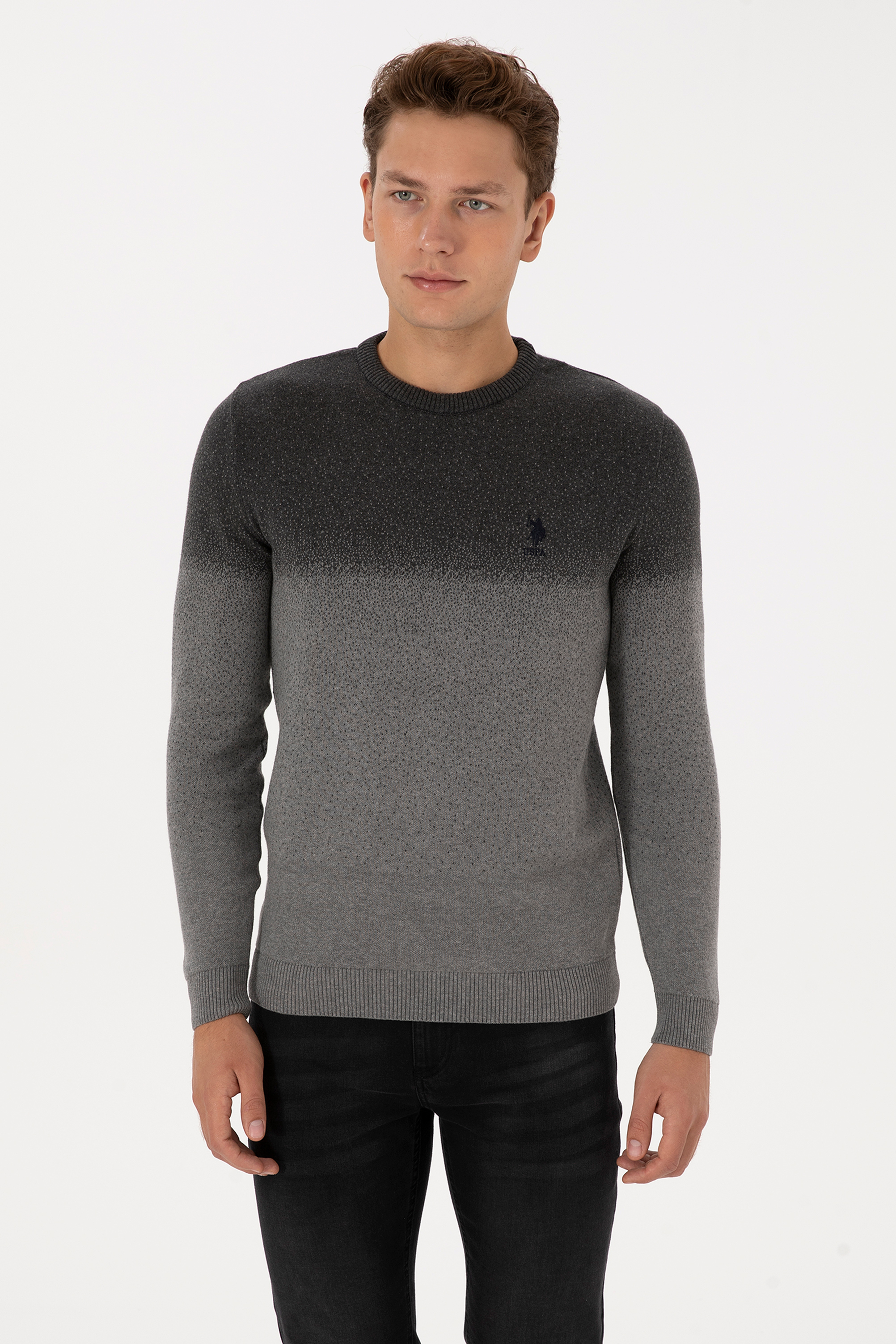 بافت زغالی ملانژ رگولار مردانه یو اس پولو | US POLO ASSN