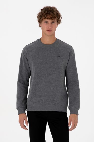 سویشرت بیسیک  زغالی ملانژ  ریلکس  مردانه یو اس پولو | US POLO ASSN