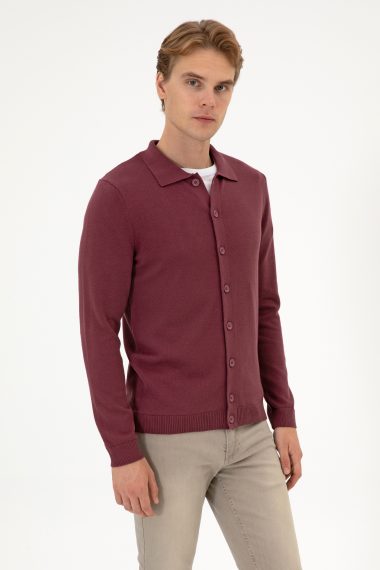 ژاکت تریکو بیسیک  آلبالویی  رگولار  مردانه یو اس پولو | US POLO ASSN