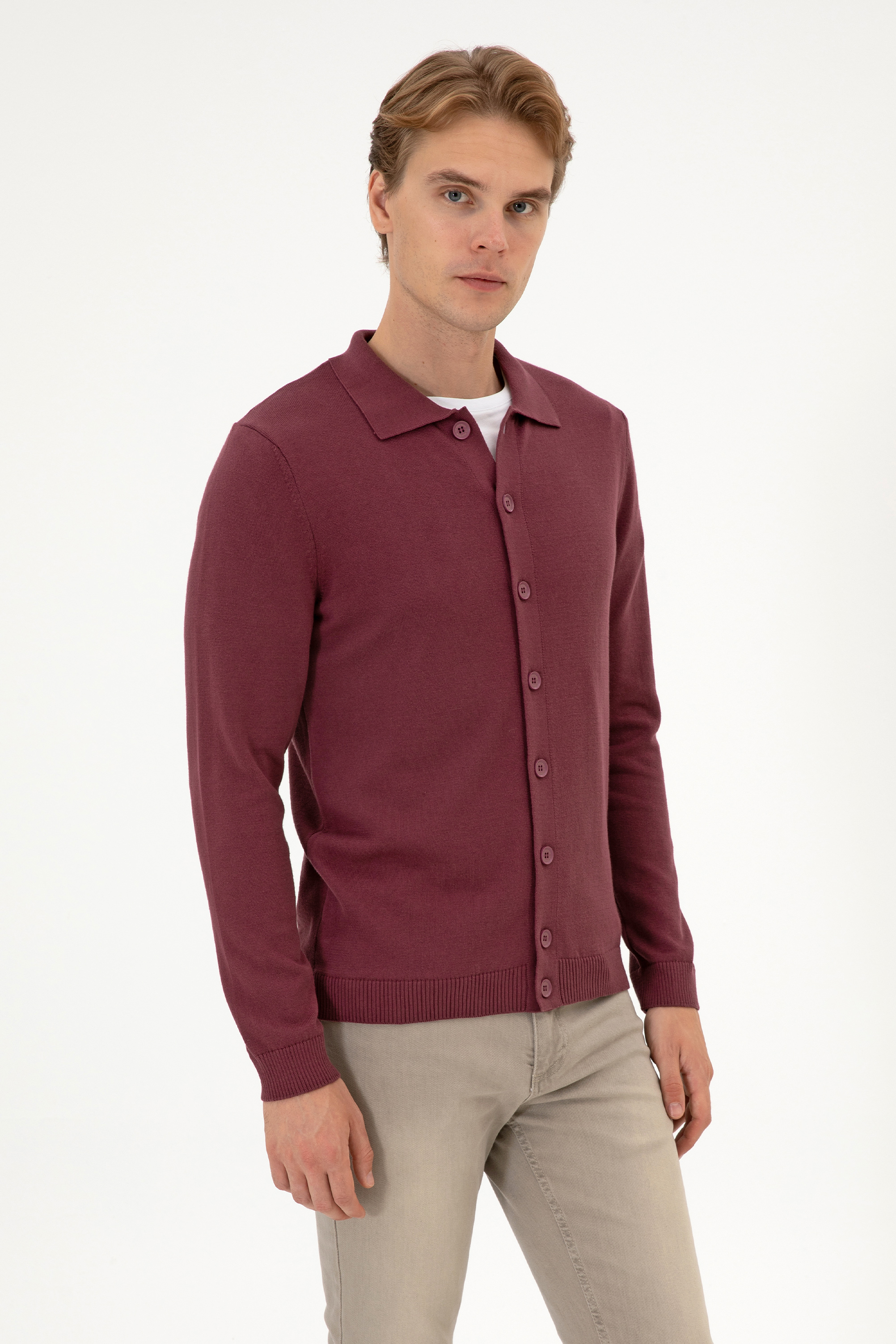 ژاکت تریکو بیسیک آلبالویی رگولار مردانه یو اس پولو | US POLO ASSN