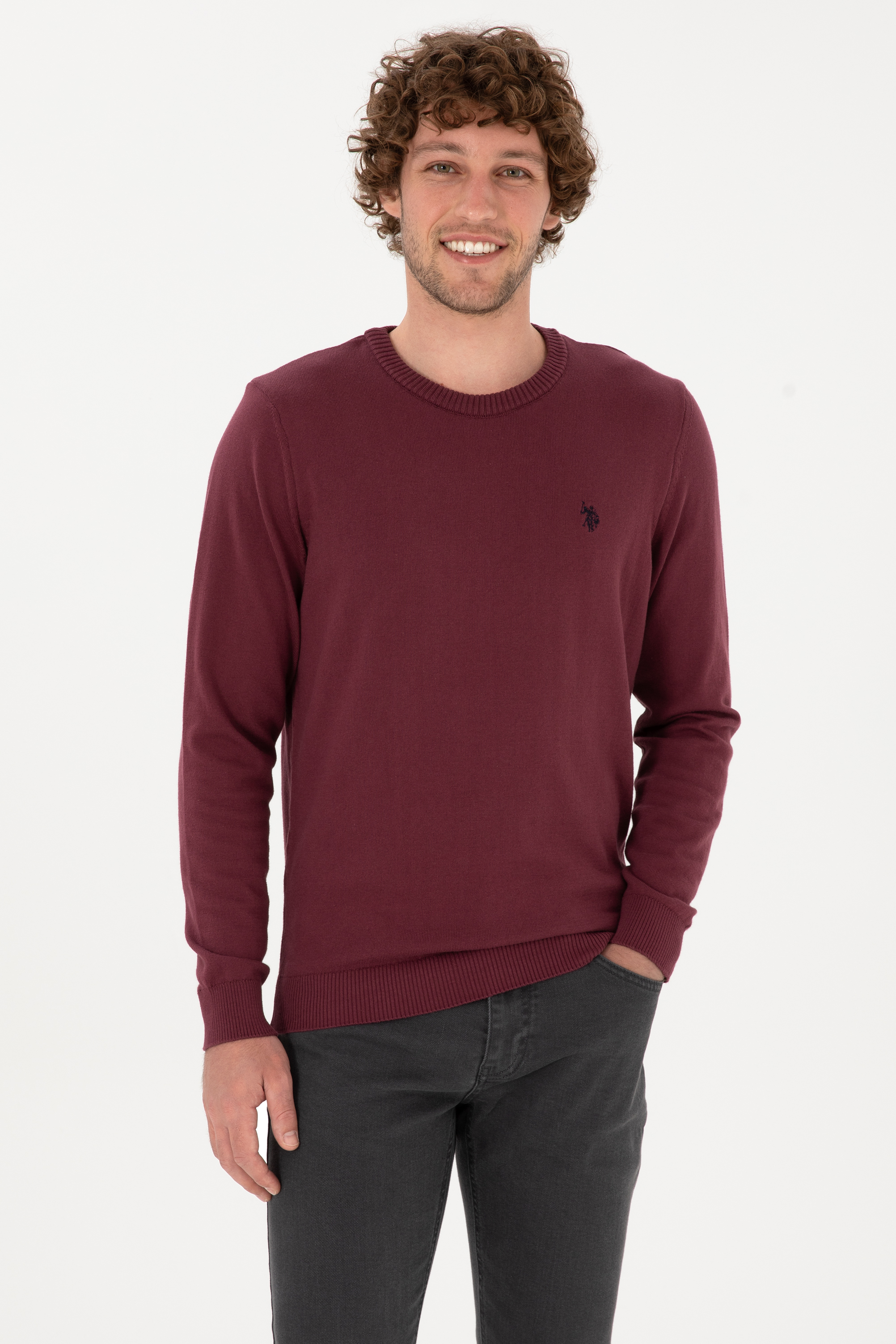 بافت بیسیک آلبالویی اندامی مردانه یو اس پولو | US POLO ASSN
