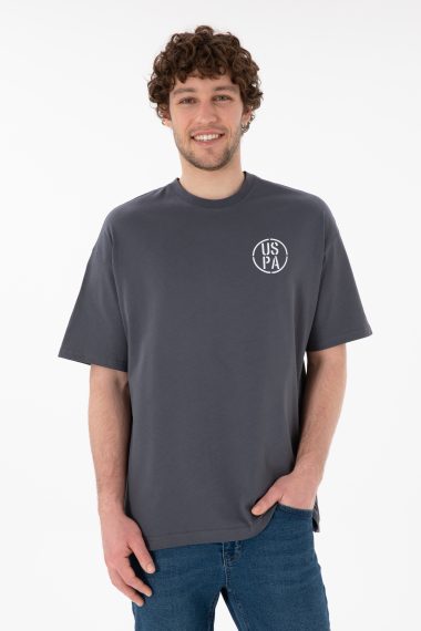 تی شرت یقه گرد اورسایز یقه گرد زغالی  Oversize آستین کوتاه مردانه یو اس پولو | US POLO ASSN