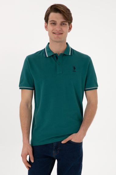 پولوشرت رگولار فیت یقه پولو سبز تیره  رگولار  مردانه یو اس پولو | US POLO ASSN