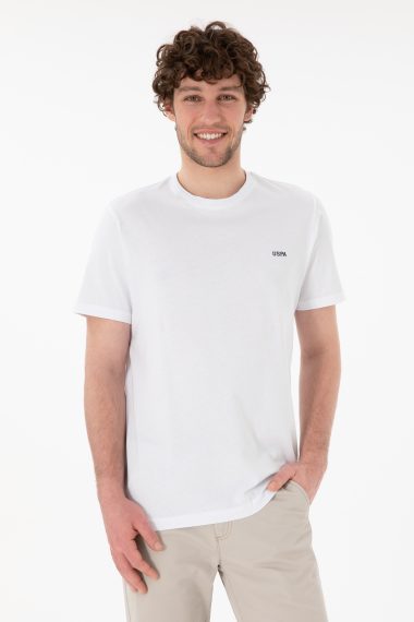 تی شرت یقه گرد رگولار فیت یقه گرد سفید  رگولار آستین کوتاه مردانه یو اس پولو | US POLO ASSN
