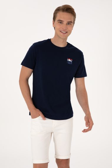تی شرت یقه گرد رگولار فیت یقه گرد لاجورد  رگولار  مردانه یو اس پولو | US POLO ASSN