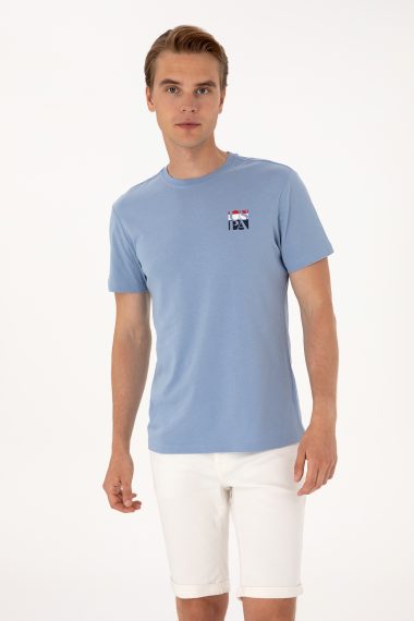 تی شرت یقه گرد رگولار فیت یقه گرد آبی  رگولار  مردانه یو اس پولو | US POLO ASSN