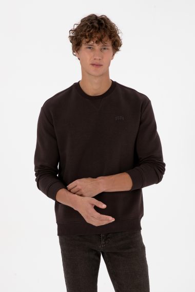 سویشرت بیسیک  قهوه ای تیره  ریلکس  مردانه یو اس پولو | US POLO ASSN