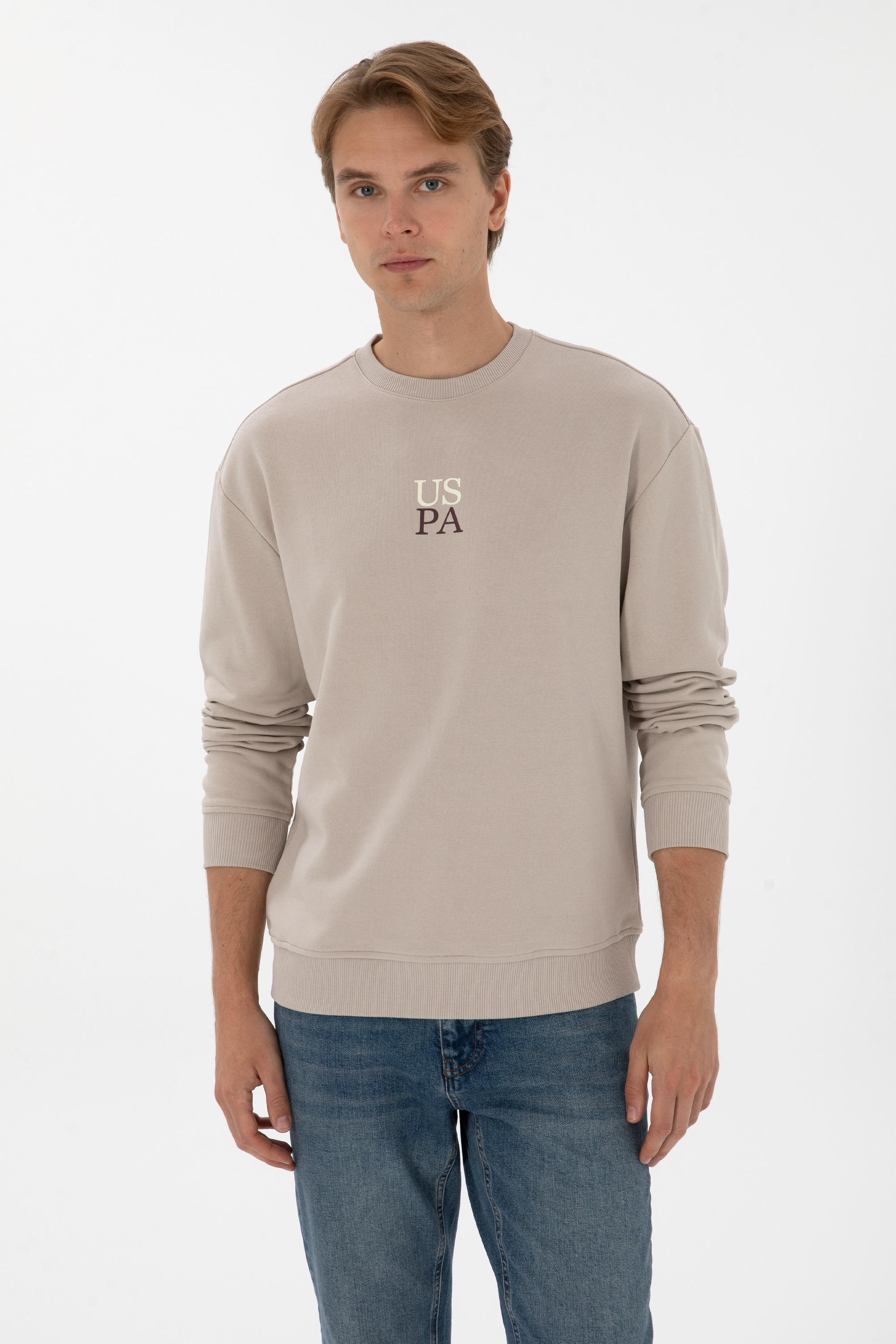 سویشرت بیسیک خاکستری ریلکس مردانه یو اس پولو | US POLO ASSN