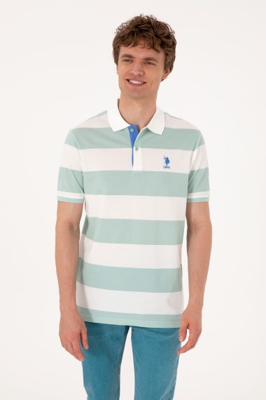پولوشرت رگولار فیت یقه پولو سبزآبی  رگولار  مردانه یو اس پولو | US POLO ASSN