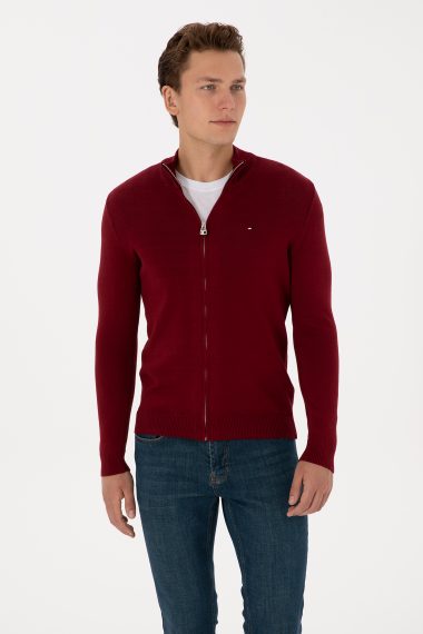 ژاکت تریکو بیسیک  بورگاندی  اندامی  مردانه یو اس پولو | US POLO ASSN