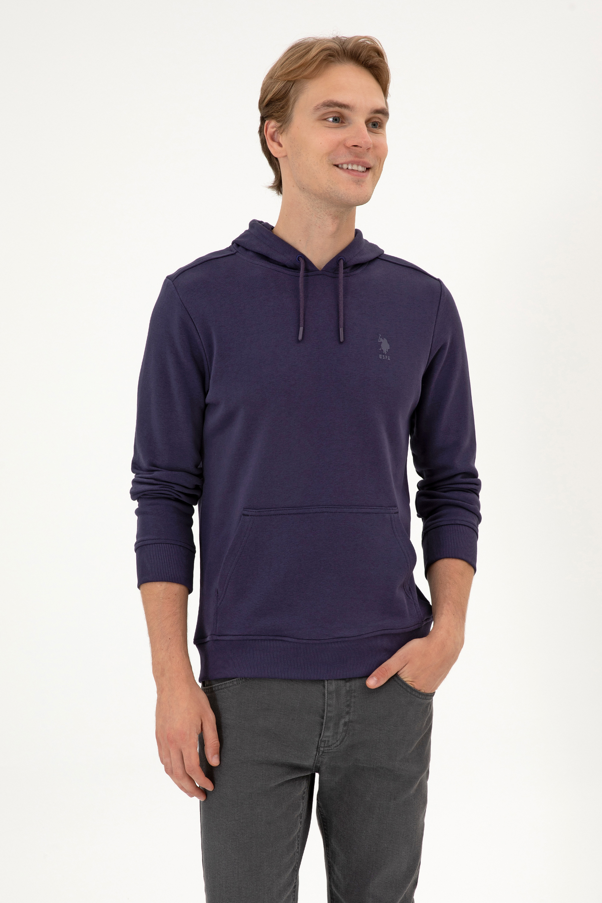 سویشرت بیسیک بنفش رگولار مردانه یو اس پولو | US POLO ASSN