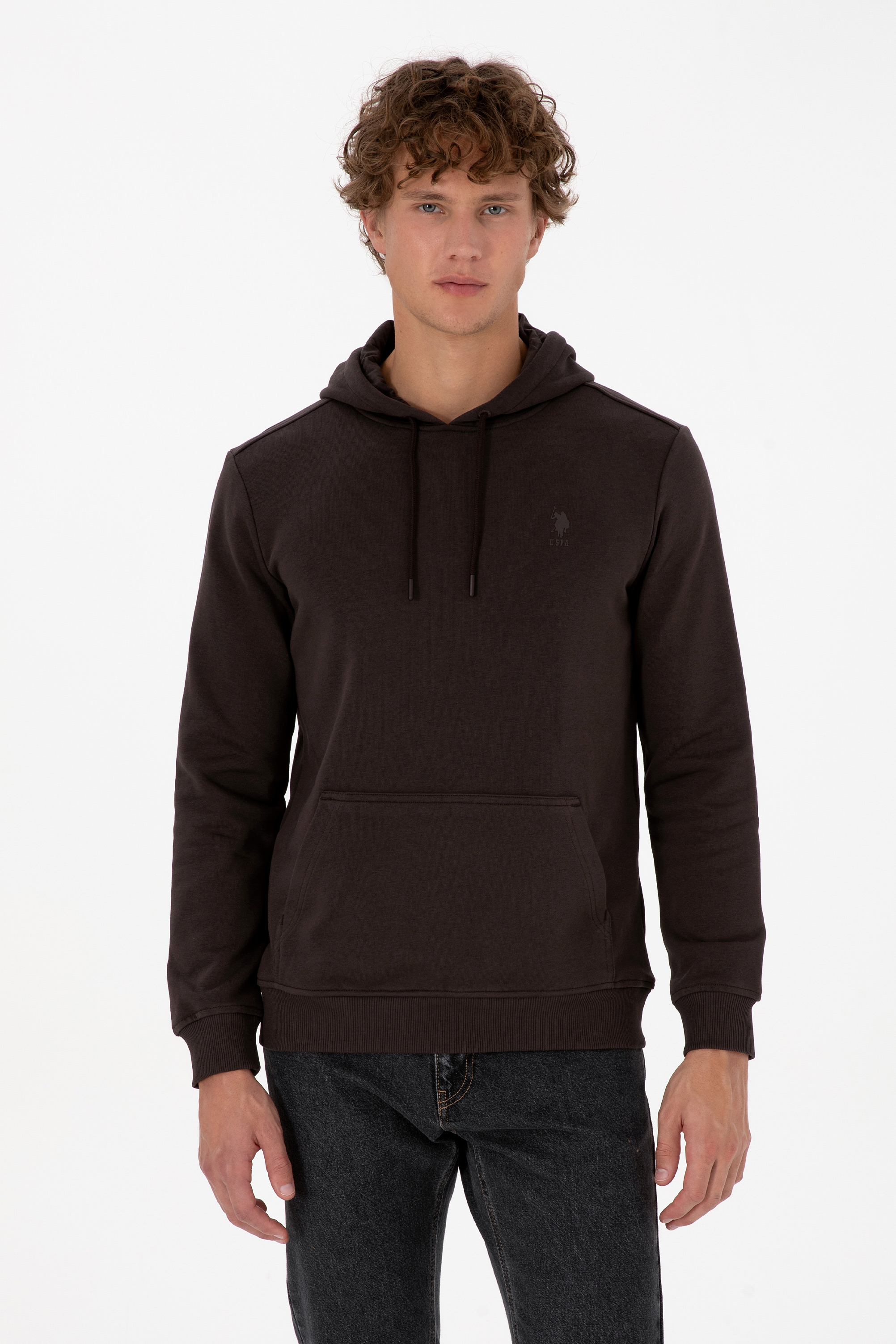سویشرت بیسیک قهوه ای تیره رگولار مردانه یو اس پولو | US POLO ASSN