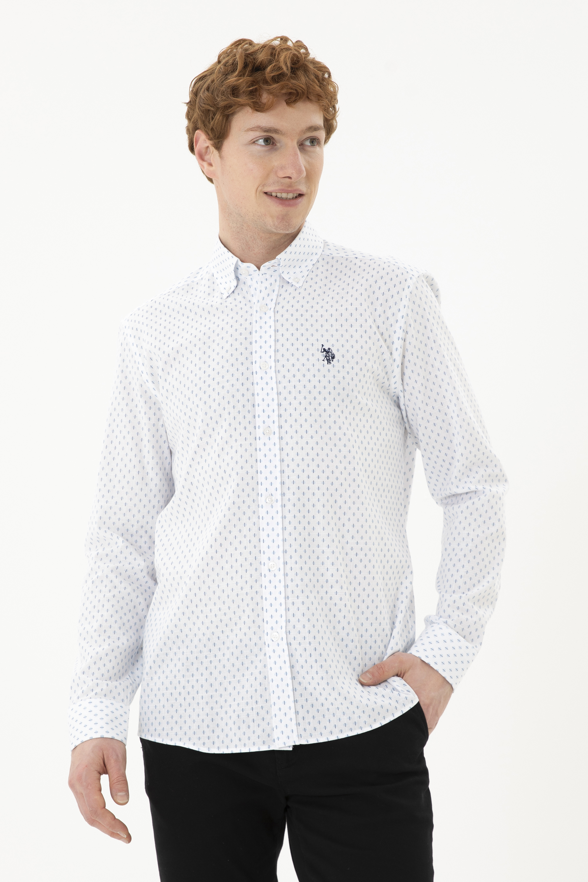 پیراهن آبی رگولار مردانه یو اس پولو | US POLO ASSN