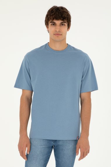 تی شرت یقه گرد کامفورت فیت یقه گرد نیلی  ریلکس آستین کوتاه مردانه یو اس پولو | US POLO ASSN