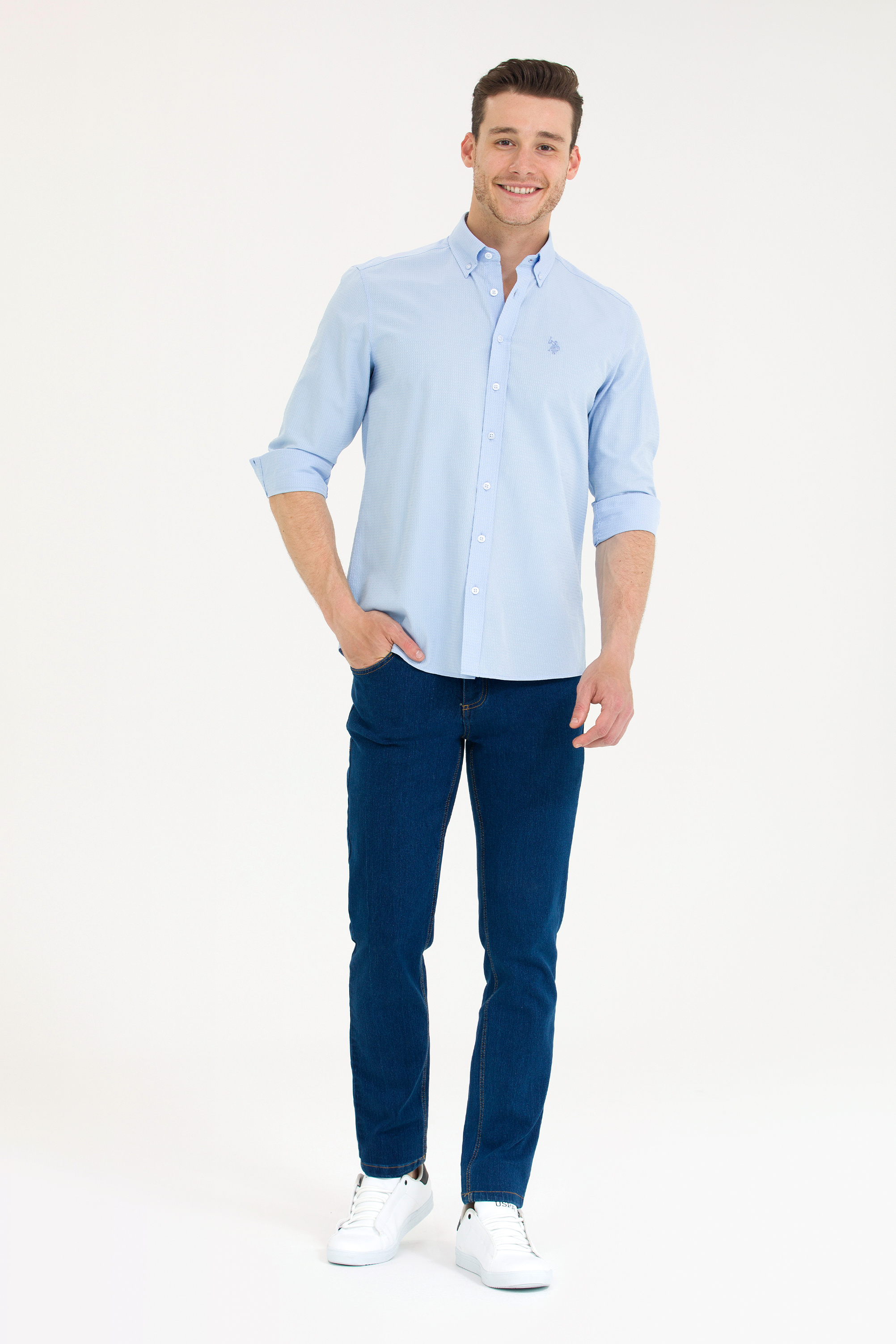 شلوار جین آبی اندامی مردانه یو اس پولو | US POLO ASSN