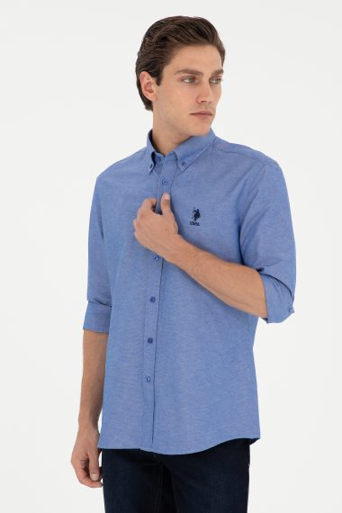 پیراهن بیسیک  آبی  اندامی  مردانه یو اس پولو | US POLO ASSN