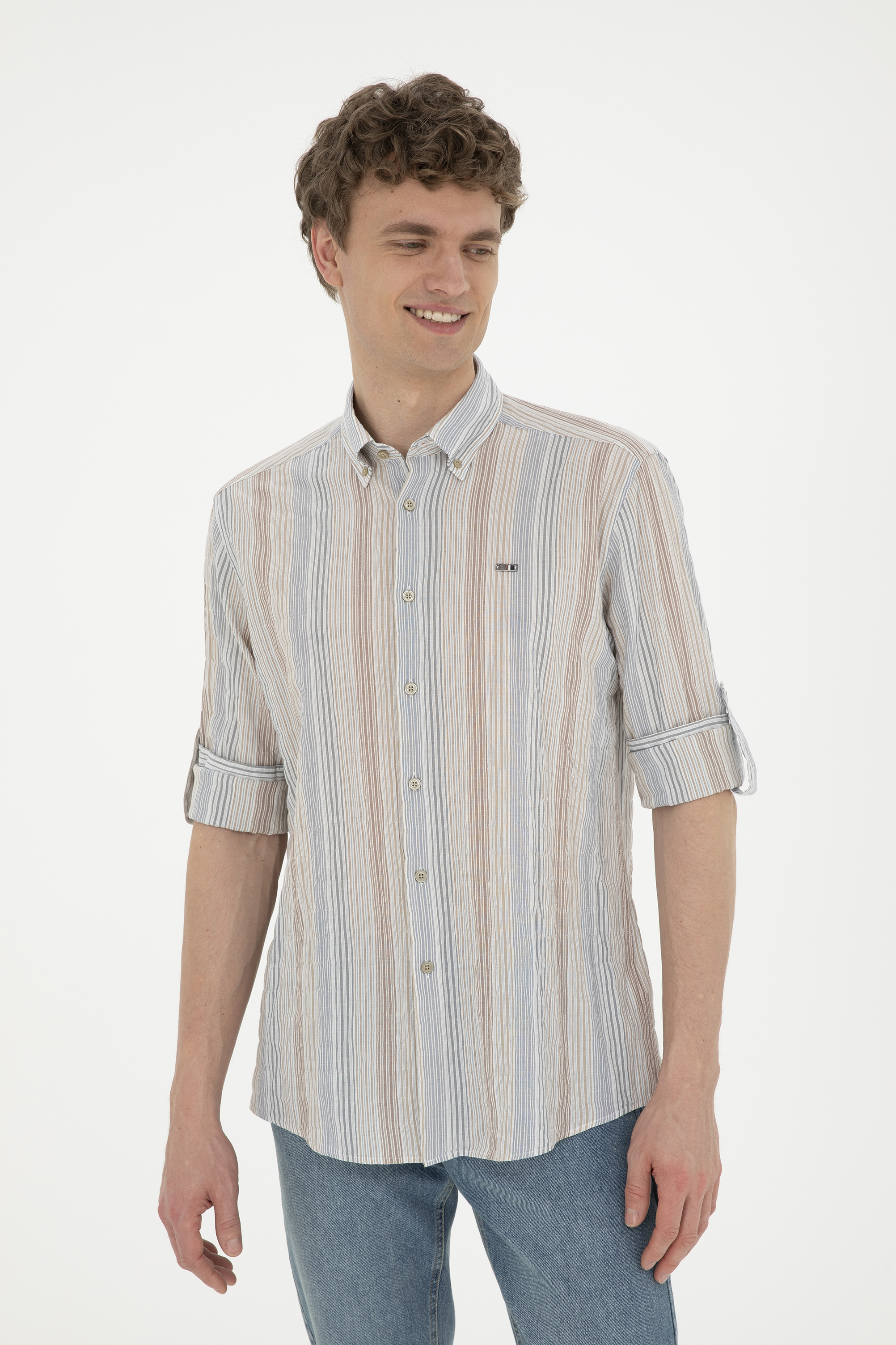 پیراهن آبی تیره رگولار مردانه یو اس پولو | US POLO ASSN