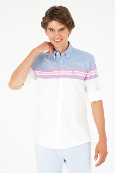 پیراهن  آبی تیره  اندامی  مردانه یو اس پولو | US POLO ASSN