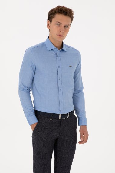 پیراهن بیسیک  آبی تیره  اندامی  مردانه یو اس پولو | US POLO ASSN