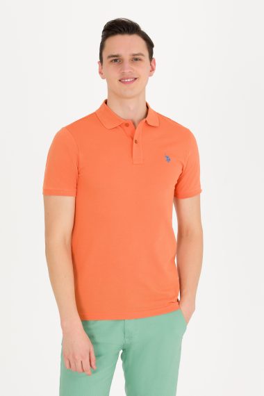 پولوشرت بیسیک یقه پولو آجری  اندامی آستین کوتاه مردانه یو اس پولو | US POLO ASSN