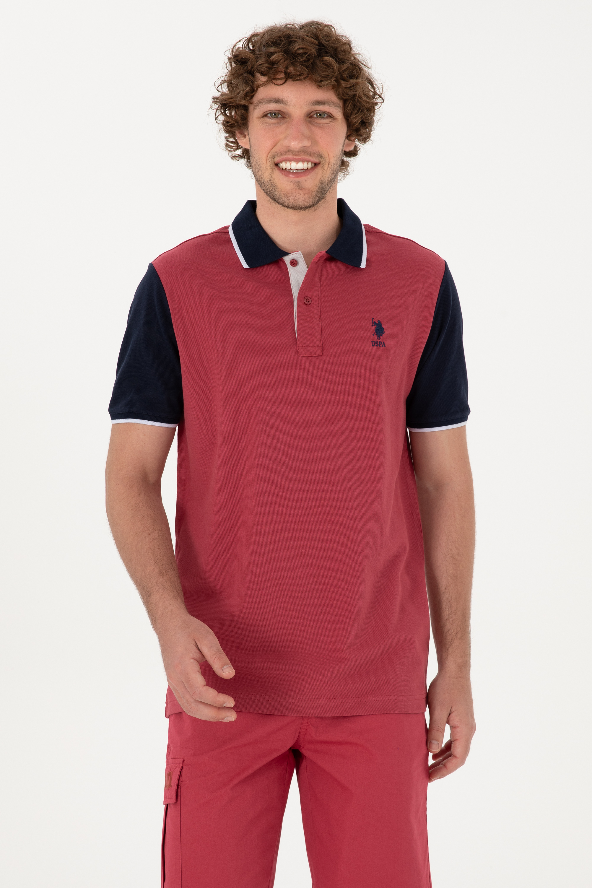 پولوشرت رگولار فیت یقه پولو آلبالویی رگولار مردانه یو اس پولو | US POLO ASSN