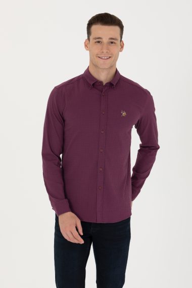 پیراهن  بورگاندی  اندامی  مردانه یو اس پولو | US POLO ASSN