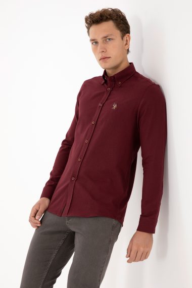 پیراهن بیسیک  بورگاندی  اندامی  مردانه یو اس پولو | US POLO ASSN