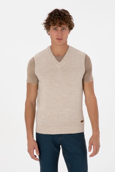 ژیله پلیور  بژ تیره  رگولار  مردانه یو اس پولو | US POLO ASSN
