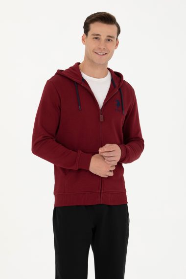 ژاکت هودی بورگاندی  رگولار آستین بلند مردانه یو اس پولو | US POLO ASSN