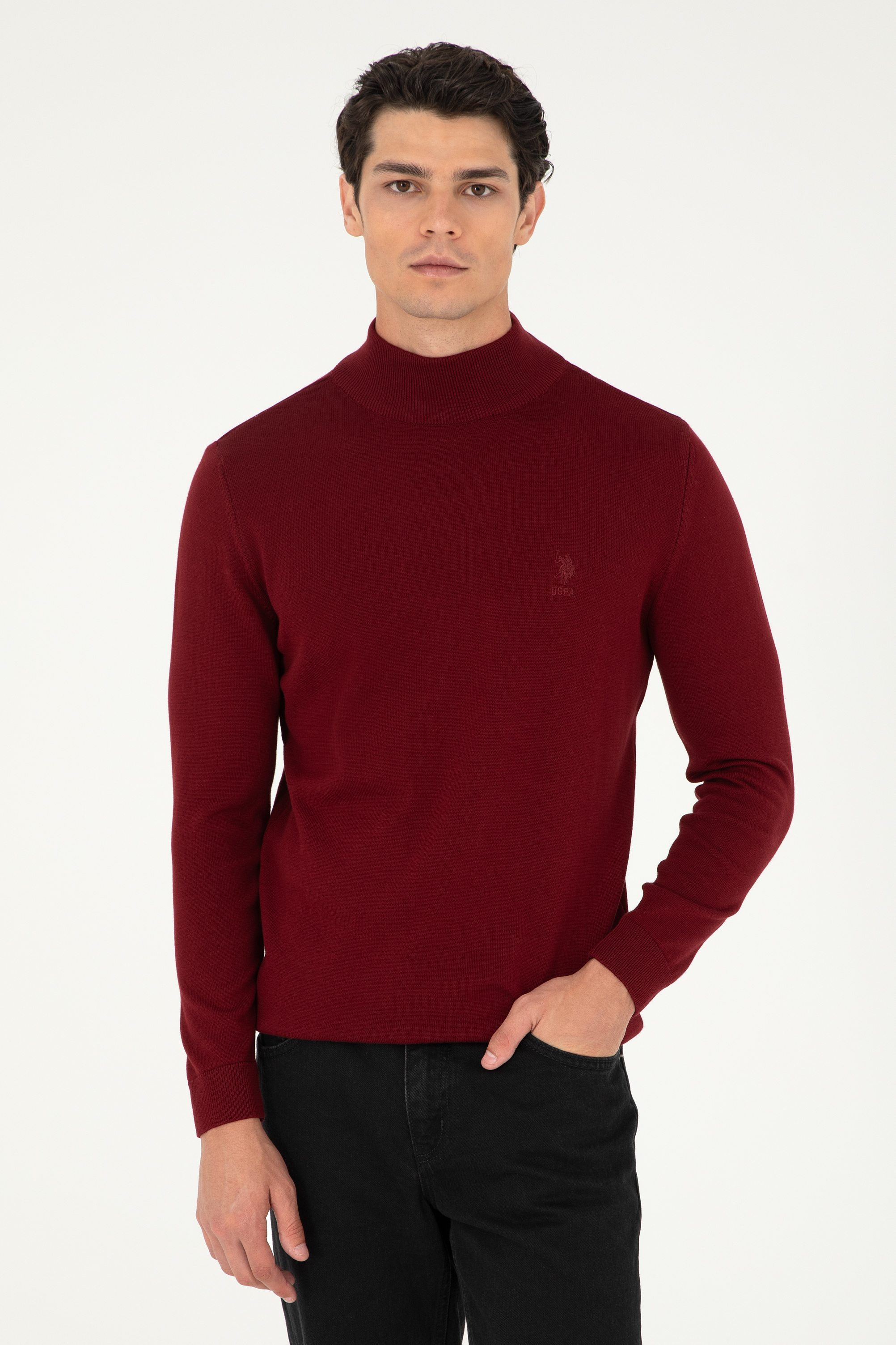بافت بیسیک اسلیم فیت بورگاندی اندامی مردانه یو اس پولو | US POLO ASSN