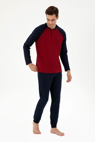 ست پیژامه یقه گرد بورگاندی  استاندارد فیت  مردانه یو اس پولو | US POLO ASSN